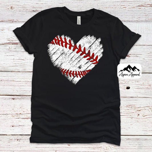 Distressed Baseball Heart - Full Color